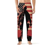 Soldier with U.S.A Flag Men's Breathable Pajama Pants Soft Lounge Pant Leisure Sleep Bottoms Gift for Home Beach Yoga 2XL