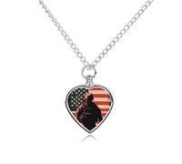Soldier with U.S.A Flag Pet Urns Necklace Jewelry Metal Heart Pendant Memorial Necklaces for Ashes with Funnel Kit