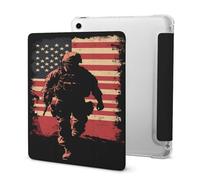 Soldier with U.S.A Flag Slim Tablet Cases Pen Holder Trifold Stand Protective Cover Compatible with iPad 2020 Series