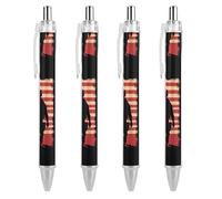 Soldier with U.S.A Flag Smooth Retractable Ballpoint Pens Personalized Rolling Ball Pen Black Ink Office Supplies for Men Women 4 PCS