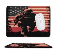 Soldier with U.S.A Flag Soft Gaming Mouse Mat with Non-Slip Rubber Base Computer Game Mice Pad for Home Office Work