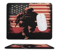 Soldier with U.S.A Flag Soft Gaming Mouse Mat with Non-Slip Rubber Base Computer Game Mice Pad for Home Office Work