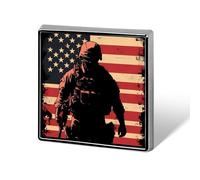Soldier with U.S.A Flag Square Metal Badges Decorative Brooches Fashionable Lapel Pin for Hat Backpack Clothing