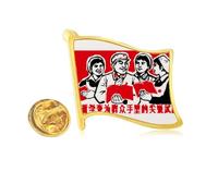 Soldier Woman Book Red Patriotism Golden Metal Flag Lapel Pin Badge
