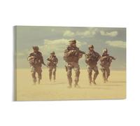 Soldiers Assault Desert War Military Fan Movie Poster Poster Vintage Art, Wall Canvas, Decoration Aesthetic, Living Room, Kids Room Dormitory, Cafe, Bathroom, Suitable for Bedroom, Gym, Cool Classic 1
