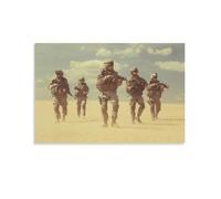 Soldiers Assault Desert War Military Fan Movie Poster Poster Vintage Art, Wall Canvas, Decoration Aesthetic, Living Room, Kids Room Dormitory, Cafe, Bathroom, Suitable for Bedroom, Gym, Cool Classic 0