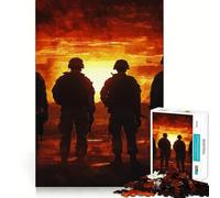 Soldiers at Sunset 1000 Piece Jigsaw Puzzles for Adults Jigsaw Mind Play Home Pastime Clean Edge Lovely Present (38x26cm)