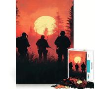 Soldiers at Sunset Hard Jigsaw Puzzle for Adults 1000 Pieces Mind Puzzle Calm Relax Art Assembly (50x75cm)