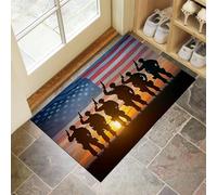 Soldier'S Back Doormat, Non-Slip Anti-Fatigue Eco-Friendly Rubber Indoor Door Mat, Rectangular (50 X 80 Cm), Mixed Colors Sunrise Flagdurable And Machine Washable