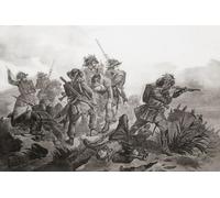 Soldiers from the 8th Bersaglieri Regiment fighting at the Battle of Magenta 4 June 1859 during the Second Italian War of Independence. From L'Univers Illustre published Paris 1859 Poster Print by Ken