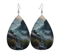 Soldiers on the cliff Printed teardrop-shaped leather earrings | High-end design, light luxury earrings