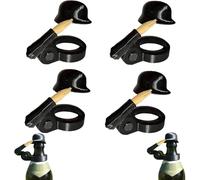 Soldiers Salute Beer Bottle Caps, Funny Salute Soldier Beer Helmet,Decorative Bottle Caps,Creative Reusable Salute Design Helmet Cap, Decorative Dustproof Protectors for BBQ Party (Black-4PCS)