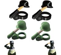 Soldiers Salute Beer Bottle Caps, Funny Salute Soldier Beer Helmet,Decorative Bottle Caps,Creative Reusable Salute Design Helmet Cap, Decorative Dustproof Protectors for BBQ Party (Black+Green-4PCS)