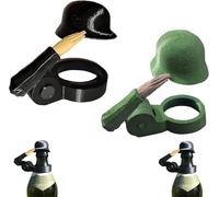 Soldiers Salute Beer Bottle Caps, Funny Salute Soldier Beer Helmet,Decorative Bottle Caps,Creative Reusable Salute Design Helmet Cap, Decorative Dustproof Protectors for BBQ Party (Black+Green)