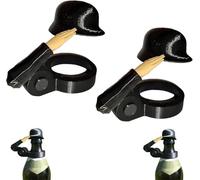 Soldiers Salute Beer Bottle Caps, Funny Salute Soldier Beer Helmet,Decorative Bottle Caps,Creative Reusable Salute Design Helmet Cap, Decorative Dustproof Protectors for BBQ Party (Black-2PCS)