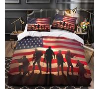 Soldiers Silhouette Comforter Cover 3D Design Printed Luxury 3 Piece Bedding Set Zipper military Honor Quilt Cover Super Soft Machine Washable for Kids Teens Adults Women Youth Double（200x200cm）