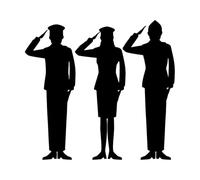 Soldiers Silhouette Military People Wall Decals 36x38.3cm Self Adhesive S-Black