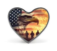 Soldiers U.S. Flag Heart Metal Brooches 1 Inch Memorial Badges Exquisite Decorations Pins for Clothing