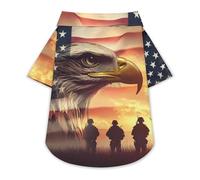 Soldiers U.S. Flag Pet Shirt Button Up Summer Clothes Breathable T-Shirt for Small Medium Dogs Cats