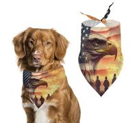Soldiers U.S. Flag Pet Triangle Adjustable Bandana Comfortable Bibs Puppy Scarfs Washable Kerchief for Small Medium Pets