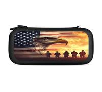 Soldiers U.S. Flag Storage Bag Compatible with Switch Portable Carrying Case Protector Bags with 15 Games Accessories