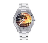 Soldiers U.S. Flag Vintage Wrist Watches Men's Classic Business Watch Casual Stainless Steel Band for Boyfriend Father