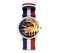 Soldiers U.S. Flag Wrist Watches with Scale for Men Women Casual Braided Strap Easy Reader for Work Workout