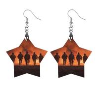 Soldiers Under Fire Flag Wood Earrings Personalized Dangle Earring Pendants Charms for Woman Jewelry