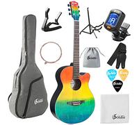 Soldin 40 Inch Acoustic Guitar Beginner Cutaway Acustica Guitarra Bundle kit With Gig Bag,Guitar Stand,Tuner,Strap,Capo,Strings,Cleaning Cloth and Picks
