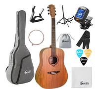 Soldin 41 Inch Dreadnought Acoustic Guitar All Mahogany Bundle Kit With Gig Bag,Guitar Stand,Tuner,Strap,Capo,Strings,Cleaning Cloth and Picks - Natural… (Full)