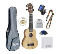 Soldin Artist series Ukulele with Solid Spruce Top and Mahogany Back and Sides Beginner's Kit with Gig Bag、Tuner、Strings、Strap、Picks、Cleaning Cloth. (Tree house, 21")