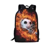 soldwellsd Fire Soccer Backpack for Elementary Middle Student Shoulder Bag Travel Hiking Camping School Bags with Adjustable Straps 17 Inch Book Bags