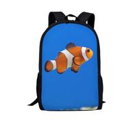 soldwellsd Kids Animal Backpack for School Student 17 Inch Novelty Causal Clown Fish Backpack for Boys Girls Padded Back & Straps Lightweight Cute Bookbag with Side Pocket Kids Daypack