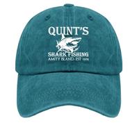 soldwellsd Quints Shark Fishing Amity Island EST 1978 Hat Hat Men Vintage Mesh Baseball Cap for Fall Cyan Blue