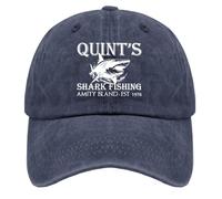soldwellsd Quints Shark Fishing Amity Island EST 1978 Hat Hat Men Vintage Mesh Baseball Cap for Fall Navy Blue