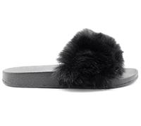 sole london Ladies Faux Fluffy Fur Sliders Slippers