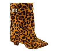 sole london LADIES Women's Ankle Fold Over Buckle Fashion Zip Pointed Block Heel Boots - Stylish Ruched Design - Comfortable Mid-Block Heel - Faux Leather & Faux Suede