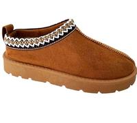sole london Ladies Womens Low Ankle Warm Comfy Faux Fur Slip ON Platform Boots Shoes ' CHESTNUT 7