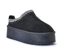 sole london LADIES WOMENS PLATFORM WARM FAUX FUR SLIP ON IN OUT DOOR SLIPPERS BOOTS