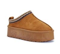 sole london LADIES WOMENS PLATFORM WARM FAUX FUR SLIP ON IN OUT DOOR SLIPPERS BOOTS