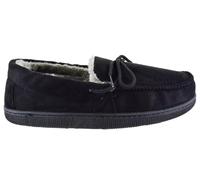 sole london MENS GENTS REAL LEATHER SUEDE MOCCASIN WINTER FLAT BLACK SLIPPERS