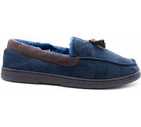sole london Mens Warm Faux Suede Sheepskin Fur Lined Winter Moccasins Indoor Tassel Slippers