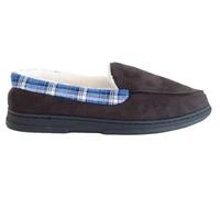 sole london Mens Warm Moccasins Checked Faux Suede Sheepskin Fur Lined Winter Slippers Shoes