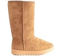 sole london Womens Winter Fur Lined Snugg Hug Grip Sole Mid Calf Warm Boots Ladies Cosy Slip On Winter Shoes Size 3-8