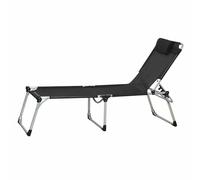 Sole Lounger Frame Aluminium Silver Surface Textile Cover Black Garden Pull