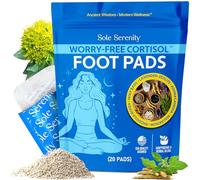 Sole Serenity Worry-Free Overnight Foot Pads for Cortisol Hormone Balance, Puffiness, Relaxation and Sleep with Zeolite, Ashwagandha, Magnesium, Holy Basil, Rhodiola, 20 Pack