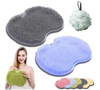 Sole Spa Mat, Shower Foot And Back Scrubber Massage Pad, Silicone Shower Foot Scrubber Mat, Non-Slip Suction Cup Feet Cleaner Massager Mats for Feet Care Exfoliation Spa (2PC-B)