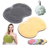Sole Spa Mat, Shower Foot and Back Scrubber Massage Pad, Silicone Shower Foot Scrubber Mat, Non-Slip Suction Cup Feet Cleaner Massager Mats for Feet Care Exfoliation Spa (2PC-A)