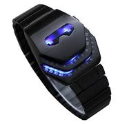 Soleasy Men's Peculiar Cool Gadgets Interesting Amazing Snake Head Design Blue LED Watches with Stainless Steel Strap WTH8021