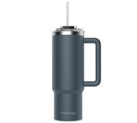 SoleCup. 30oz Travel Mug with Handle, Lid and Two Straws, Drinks Stay Hot for 8 Hours and Cold for 24 Hours - Double Wall Stainless Steel Vacuum Insulated Tumbler (Charcoal, 30oz)